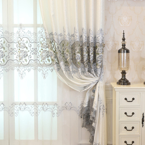 Europa lujo sólido hilo blanco Rosa patrón cortina ventana tul bordado cortinas para la ventana de la sala de estar - Product Image 4