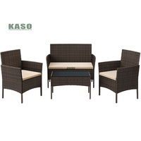 4 Stück Garten Luxus Wicker synthetische nordische Aluminium rahmen Esszimmer Cane wasserdichte Patio Sofa Set Outdoor Rattan Möbel