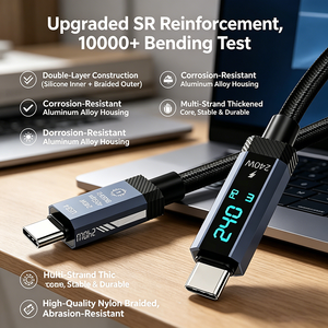 Câble USB4 Type-C vers Type-C 240W PD Charge Rapide 40 Gbps 8K60Hz Affichage LED Tressé en Nylon pour Ordinateur Portable et Téléphone - Product Image 5