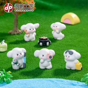 Dp Craft Mini Resin Dog Figurines Camping Set <b>Cartoon</b> Style Desktop Ornament - Product Image 3