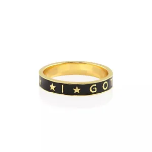 Anel de esmalte antigo personalizado, anéis de ouro preto e branco, impermeável, de aço inoxidável, joia feminina