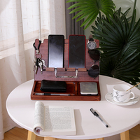 FSC & BSCI mode utile amovible en bois bureau bureau organisateur de stockage support pour téléphone lunettes de soleil montre clés