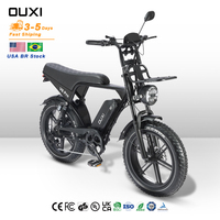 Vélo de montagne électrique OUXI OEM 250W V8 Pro, batterie au lithium 48V, 20 pouces, 7 vitesses, frein à disque, Bicicleta Electrica pour le marché BR