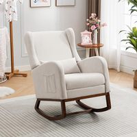 Fauteuil à Bascule en Bois d'Hévéa, Dossier Haut, avec Poche Latérale, Idéal pour Allaitement et Repos, et Repose-Pieds
