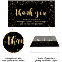 Cartes de remerciement personnalisées noir et or, cartes de remerciement pour votre commande, cartes de remerciement pour les petites entreprises, cartes d'appréciation avec enveloppe
