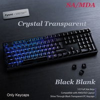 Fynmi Crystal Transparent 25% Black Blank MDA Keycaps Shine Through ANSI/ISO Layout 122 Keys Full Size Keycaps