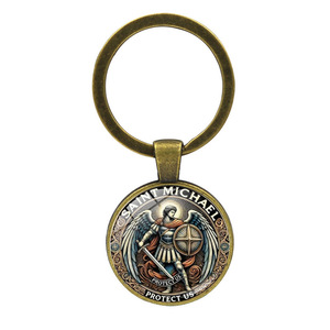 Llavero de Vitral San Miguel Defensor para Hombre, de Aleación Metálica Ligera, Ecológico, Moderno, Sencillo, Joyería de Aniversario - Product Image 1