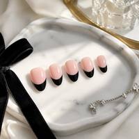 Y138 Kaixin Vente en gros de faux ongles en ABS, forme amande noire française, légers, réutilisables, à effet brillant