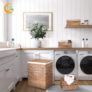 Panier de rangement écologique pliable en jacinthe d'eau avec couvercle en osier, multifonctionnel, pour linge sale, du village artisanal du Vietnam, vente en gros - Product Image 4