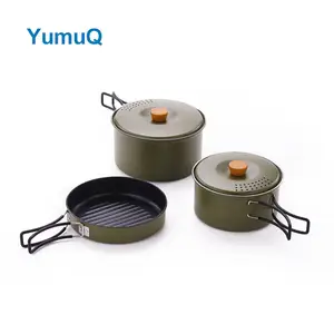 YumuQ Stainless Steel Cooking Utensil Cookware Kitchenware Non Stick Fry Pan Mess Kit Sets Kitchen Tool For Camping