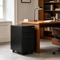 Meuble de rangement mobile de bureau avec roulettes, armoire métallique à 3 tiroirs, angle arrondi