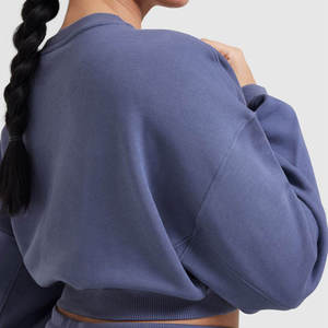 Sudadera Corta de Manga Larga con Logotipo Personalizado, Sudadera de Invierno para Mujer, Sudadera Holgada de Forro Polar - Product Image 3