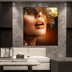 Belle peinture d'<span class=keywords><strong>art</strong></span> <span class=keywords><strong>sur</strong></span> <span class=keywords><strong>toile</strong></span> représentant une femme, <span class=keywords><strong>art</strong></span> moderne doré, <span class=keywords><strong>portrait</strong></span> <span class=keywords><strong>pop</strong></span>, décoration murale pour la maison - Product Image 2