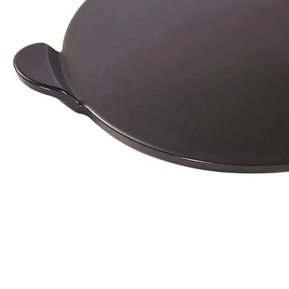 Horno de cordierita esmaltada negra redonda, piedra de cerámica para cocinar, parrilla de cordierita para hornear, Pizza, piedra de pizza de cordierita para horno y parrilla