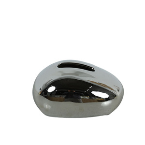 Boîte à mouchoirs en céramique minimaliste japonaise pour dropshipping Shopify, couvercle décoratif doré ou argenté, porte-serviettes - Product Image 1