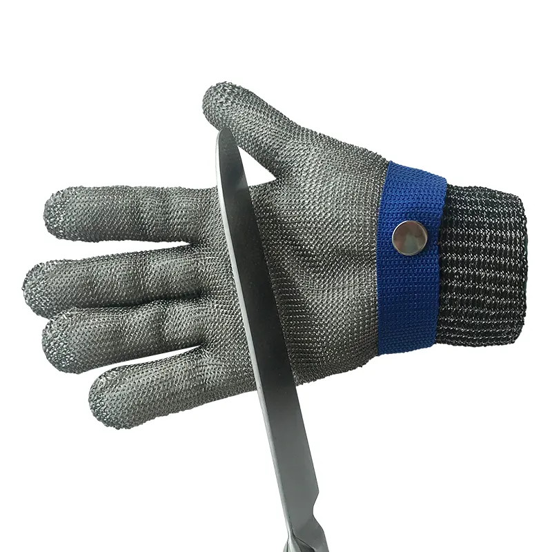 RTS Level 5 316 Five Finger Wrist Stainless Steel Wire Safety Butcher's Knuckle Hand Gloves Steel Metal Iron Cut Resistant Glove