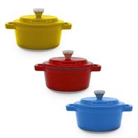 Casserole en fonte émaillée personnalisée Bright Houseware, design mignon et écologique, diamètre du couvercle 10 cm, compatible avec toutes les cuisinières