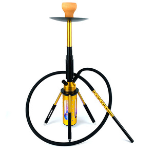Bán Buôn LED Cao Hookah <span class=keywords><strong>2</strong></span> Ống Thủy Tinh Và Kim Loại Shisha Nga Hookah Hút Thuốc Tên Lửa Shisha Đôi Ống Hookah - Product Image 2