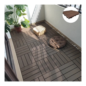 Baldosas de terraza de WPC de alta calidad, baldosas de madera y plástico compuesto, impermeables, con diseño de rayas, para patio, baldosas de terraza entrelazadas - Product Image 1