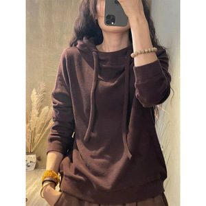 Women Fleece Hooded Sweatshirt Long Sleeve Soft Breathable Casual Autumn <b>Winter</b> <b>Top</b> Orange - Product Image 2