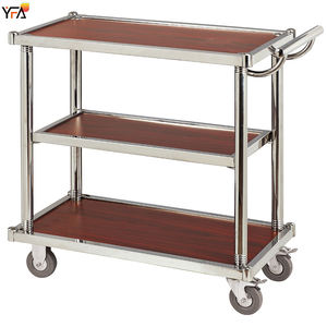 รถเข็นสำหรับเสิร์ฟเหล้าทำจากไม้โลหะ3ชั้นรถเข็นสำหรับร้านอาหารบาร์ของโรงแรมห้องรับประทานอาหารไวน์เบียร์ชาอาหารเสิร์ฟ - Product Image 2