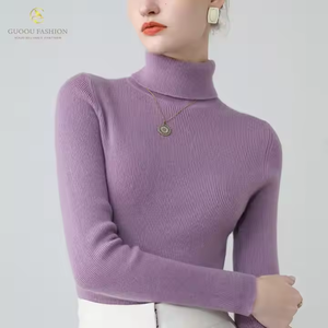 Gran oferta, suéter de Cachemira para mujer, suéter de cuello alto de punto acanalado de <span class=keywords><strong>9Gg</strong></span>, suéter de mujer, suéter de ropa interior - Product Image 5