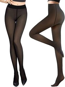 Medias térmicas cálidas para otoño e invierno con forro polar informal de talla grande para Mujer, Medias translúcidas para la cintura para Mujer - Product Image 5