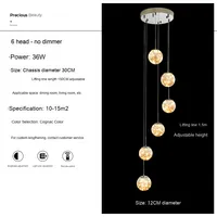 Lustres et suspensions modernes en forme de boule de verre LED pour escaliers suspendus en colimaçon pour villa duplex du milieu et du milieu