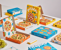 Boîte à pizza personnalisée avec logo, emballage alimentaire en carton ondulé écologique avec dorure à chaud et impression quadricolore, vente en gros