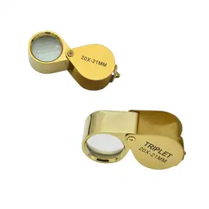 Golden Color Mini Foldable Reading Magnifier 30 x 21MM Magnification Metal Loupe