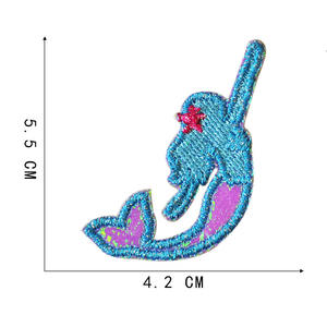 DIY 장식을위한 절묘한 자수 문어 물고기 껍질 인어 패치에 만화 철 - Product Image 3