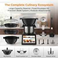 Robot de cuisine intelligent avec application mobile 2400W, écran tactile de 10 pouces, bol mélangeur en acier inoxydable de 4,5 L, 12 vitesses, mixeur chauffant