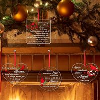 Ornements commémoratifs personnalisés en acrylique rouge cardinal transparent, Noël au paradis et cadeaux de sympathie pour la perte d'un être cher