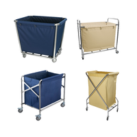 Chariot de nettoyage en toile d'acier inoxydable de haute qualité de conception moderne 4 roulettes pivotantes logo personnalisable pour le linge de blanchisserie d'hôtel