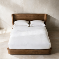 Lit plateforme en bois de noyer noir, cadre à dossier haut profilé, grain naturel vieilli, style rustique moderne, tailles Queen et King, cadres de lit double