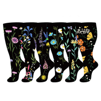 Chaussettes de compression grande taille, mollets extra larges, 20-30 mmHg, hauteur genou, pour hommes et femmes, amélioration de la circulation, motifs mignons