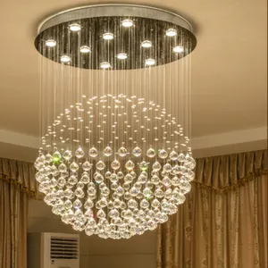 Crystal Chandelier Beads Decorative Villa Hotel Clubhouse Hanging Crystal Ball Lighting Living Room Ceiling Lamp