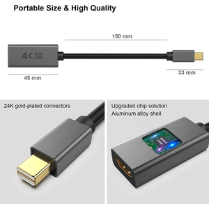 <span class=keywords><strong>Adaptateur</strong></span> Xput <span class=keywords><strong>Mini</strong></span> DisplayPort vers <span class=keywords><strong>HDMI</strong></span>, prend en charge 4K 30Hz/60Hz HDR Ultra HD, convertisseur durable en PVC et nylon tressé pour TV - Product Image 4