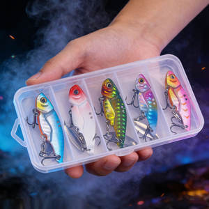 Lot de 5 leurres de pêche <span class=keywords><strong>VIB</strong></span> en métal avec boîte à accessoires, leurres durs vibrants à lame rotative pour la pêche au bar, au brochet, en eau salée et en eau douce - Product Image 6