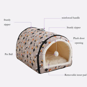 Cama <span class=keywords><strong>para</strong></span> Mascotas Antideslizante, Linda, <span class=keywords><strong>para</strong></span> Todas las Estaciones, Tipo Cueva, <span class=keywords><strong>de</strong></span> Felpa, Lavable, Portátil, Cálida, Plegable, con Relleno Extraíble - Product Image 2