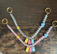 Pendentif Ourson Gommeux Adorable, Breloque de Sac Perlée avec Cœur Souriant, Accessoire de Sac Couleur Bonbon Kawaii pour Femmes et Filles