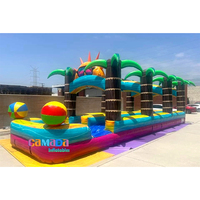 Toboggan aquatique gonflable pas cher de 50 pieds, toboggans doubles secs/humides, toboggans aquatiques gonflables pour adultes