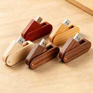 Clé USB créative rotative en bois multicolore avec gravure personnalisée, logo d'école, clé USB - Product Image 2