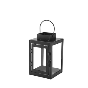 Modern <strong>Large</strong> Black Hanging Iron &amp; Glass <strong>Lantern</strong> New Outdoor Christmas Party Decoration Square Candle Holder for Family Use - Product Image 3