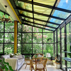 Serre bioclimatique moderne rétractable en verre pour jardin, <span class=keywords><strong>piscine</strong></span>, dôme de maison en verre, serre électrique réglable en verre trempé pour l'extérieur - Product Image 6