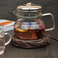 Théière moderne en verre borosilicate transparent de 350 ml (12 oz), écologique, faite à la main, pour thé en feuilles, avec filtre en acier inoxydable et couvercle