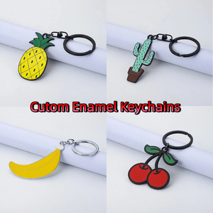 Porte-clés en métal OEM personnalisé en émail souple, motifs ananas, <span class=keywords><strong>cactus</strong></span>, banane, cerise, en alliage de zinc, forme de fruits et plantes mignons - Product Image 1