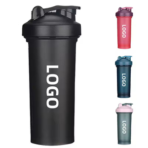 600 मिलीलीटर कस्टम लोगो खेल जिम प्लास्टिक प्रोटीन पाउडर शेकर पानी की बोतल - Product Image 1