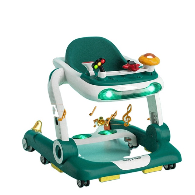 Purorigin Foldable Baby Walker with Wheels and Seat Anti-O-leg Multi-function Hand-push Walker U-shaped Walker with Music Toys