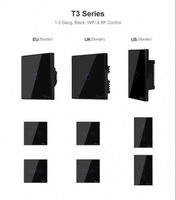 SONOFF T1 T2 T3 T0 Sakelar Lampu Dinding Sentuh Wifi Cerdas Kontrol Ewelink RF 1/2/3 Gang 433 US/EU/UK TX